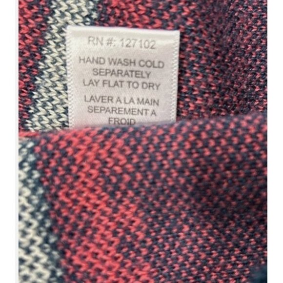 Pink Owl Navy Aztec Reindeer Fringe Open Front Cardigan Sweater Size Small - Picture 5 of 5